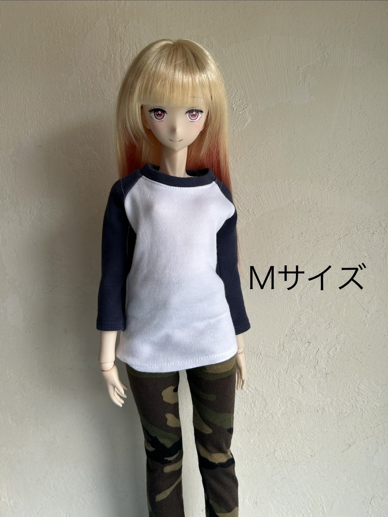 50〜60㎝ドールサイズのラグラン袖Tシャツ