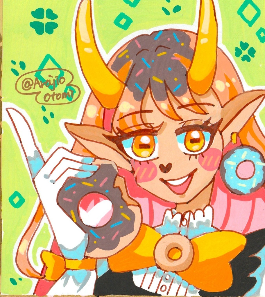 【アナログ原画】Donuts Goat【アクリルマーカー】