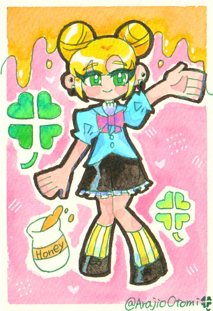 【アナログ原画】OCデフォルメイラスト6種【ポストカード】