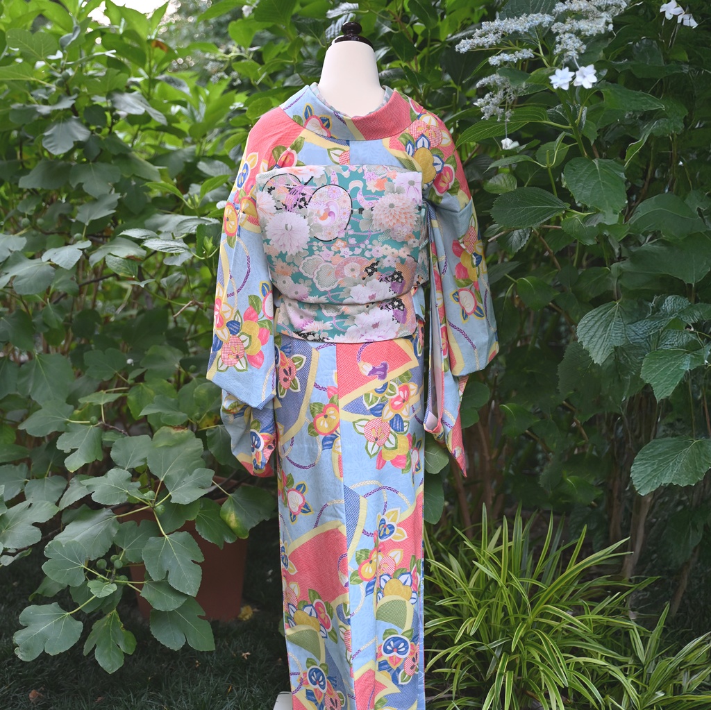 即納: 橘に御簾 小紋着物反物