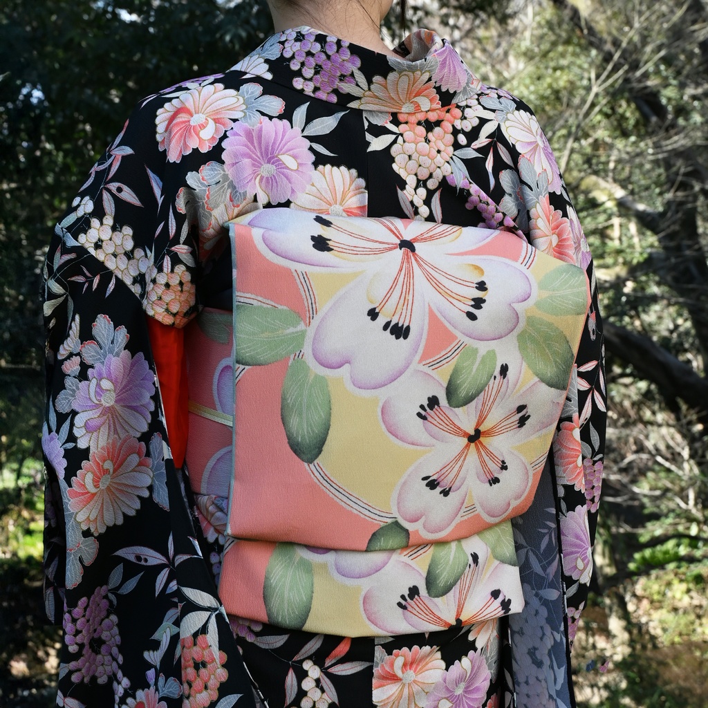 受注品: 躑躅 着物・帯地