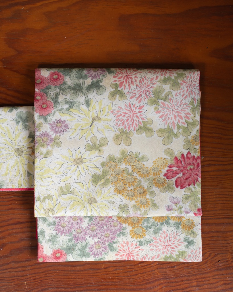 即納品「ダリアにおうむx秋尽の庭園」仕立て上がり昼夜帯