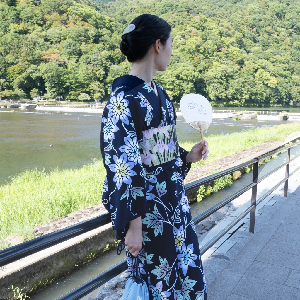 即納:「夏の移ろい」リバーシブル半幅帯 仕立て上がり