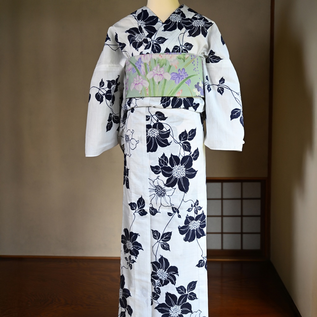 即納:「夏の移ろい」リバーシブル半幅帯 仕立て上がり