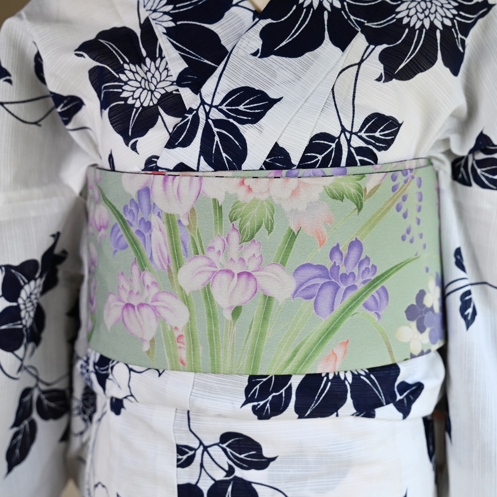 即納:「夏の移ろい」リバーシブル半幅帯 仕立て上がり