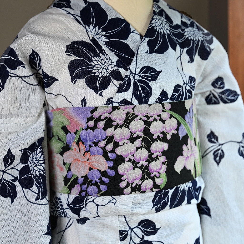 即納:「夏の移ろい」リバーシブル半幅帯 仕立て上がり