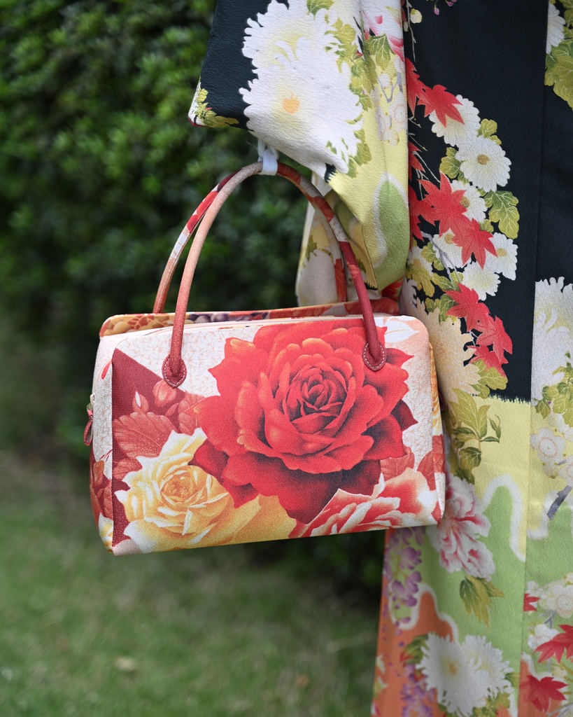 即納品 薔薇に果物 利休バッグ