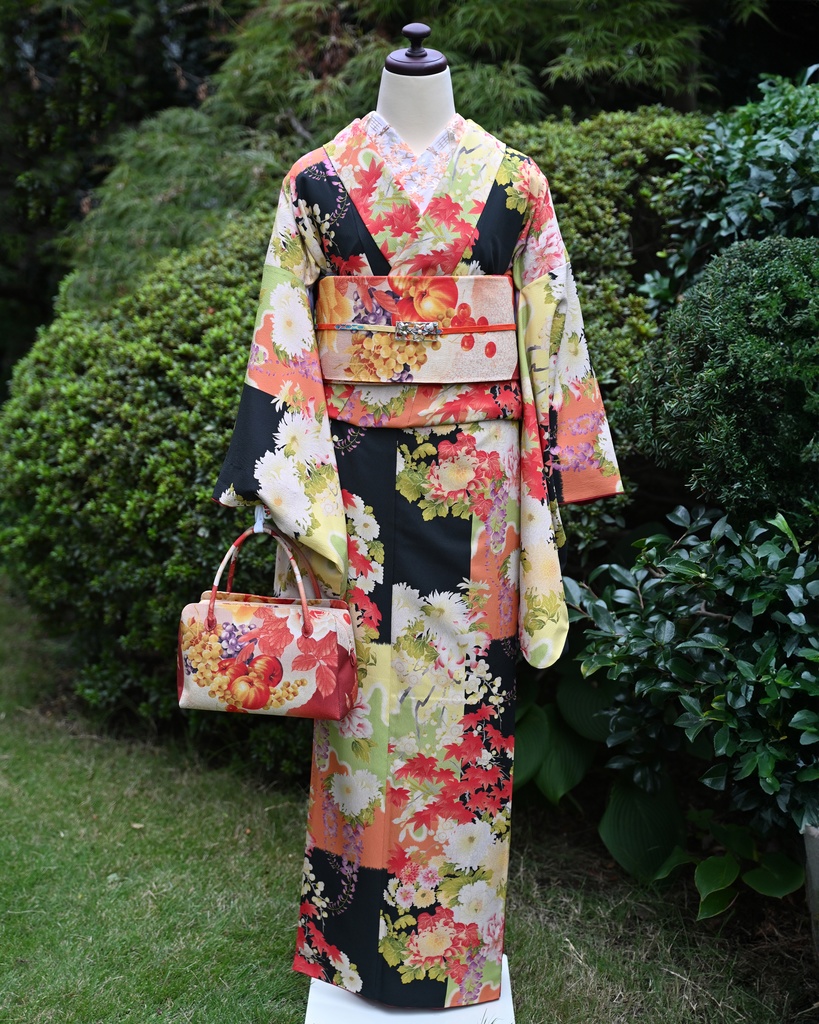 即納品 薔薇に果物 利休バッグ