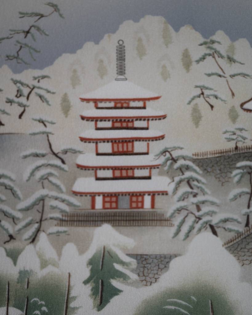 即納:雪景色 仕立て上がり名古屋帯