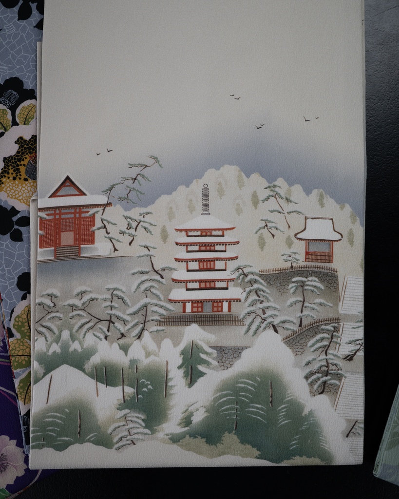 即納:雪景色 仕立て上がり名古屋帯