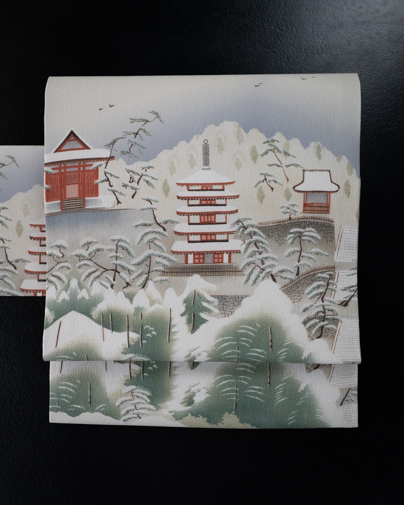 即納：雪景色 仕立て上がり名古屋帯