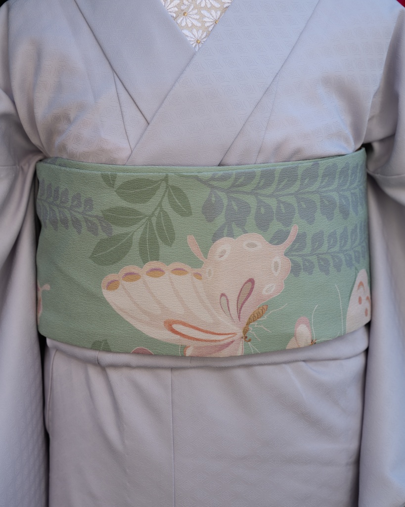 即納: 藤に蝶　半幅帯