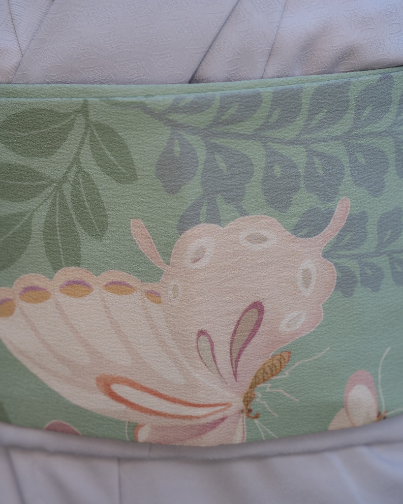 即納: 藤に蝶 半幅帯