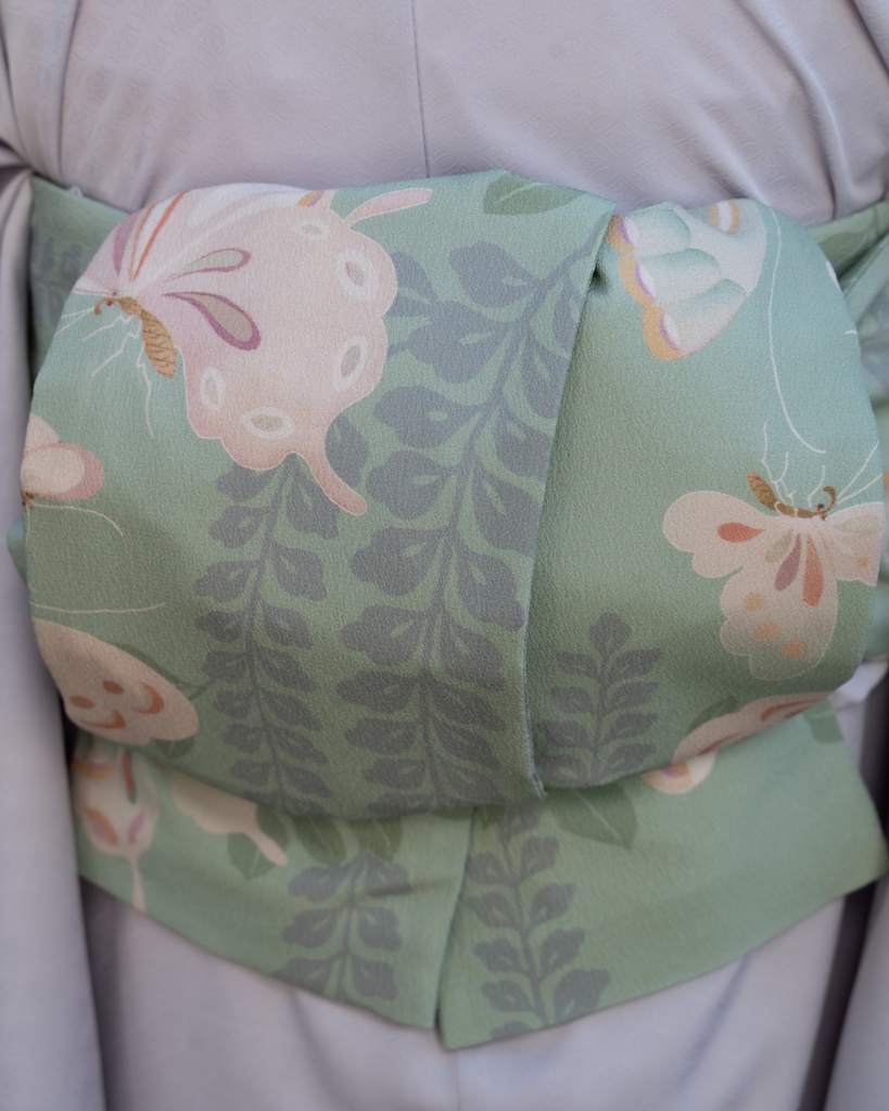 即納: 藤に蝶 半幅帯