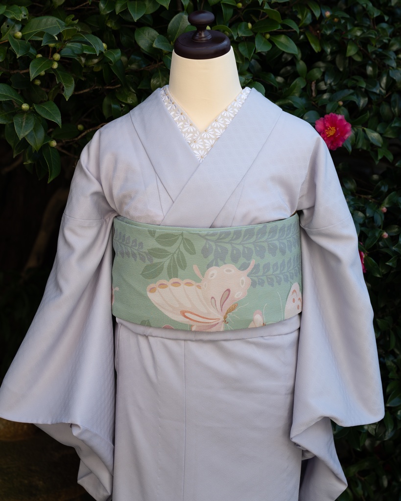 即納: 藤に蝶 半幅帯