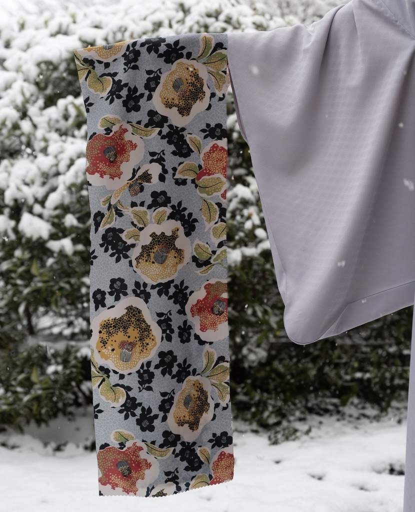 即納 新作: 帯揚げ 椿氷