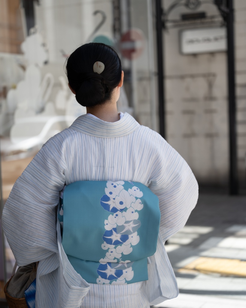 即納 朝顔 仕立て上がり名古屋帯