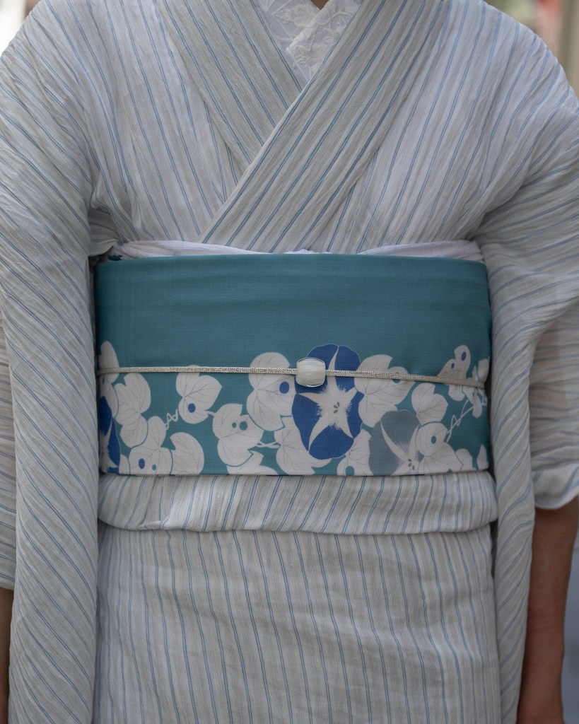 即納 朝顔 仕立て上がり名古屋帯