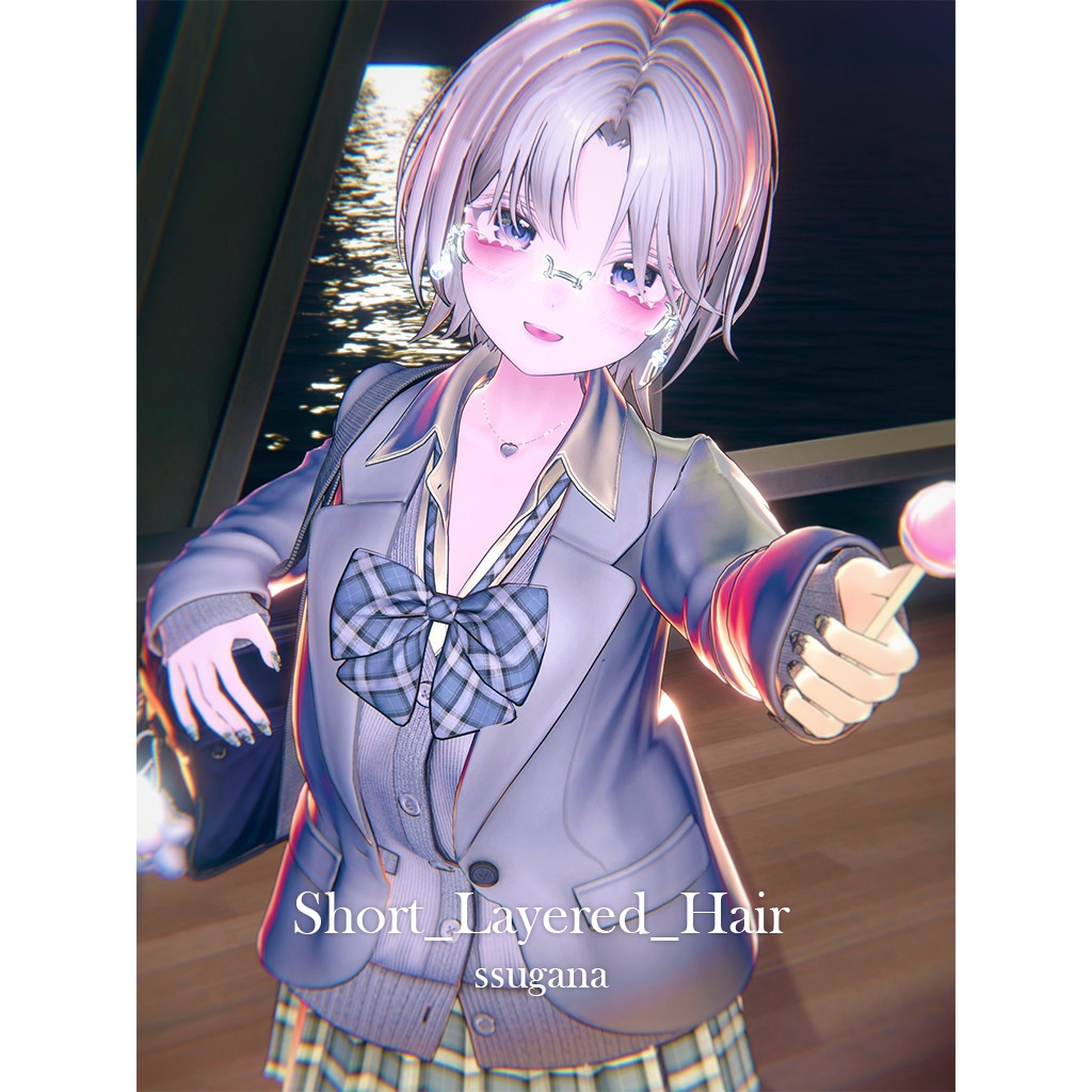 【11 avatars】【VRC Hair】 Short_Layered_Hair
