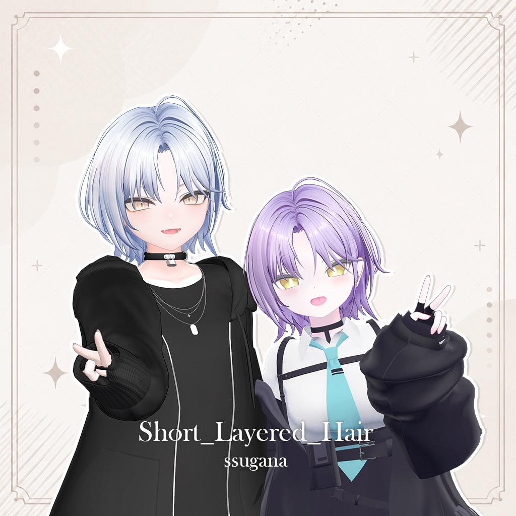 【10 avatars】【VRC Hair】 Short_Layered_Hair
