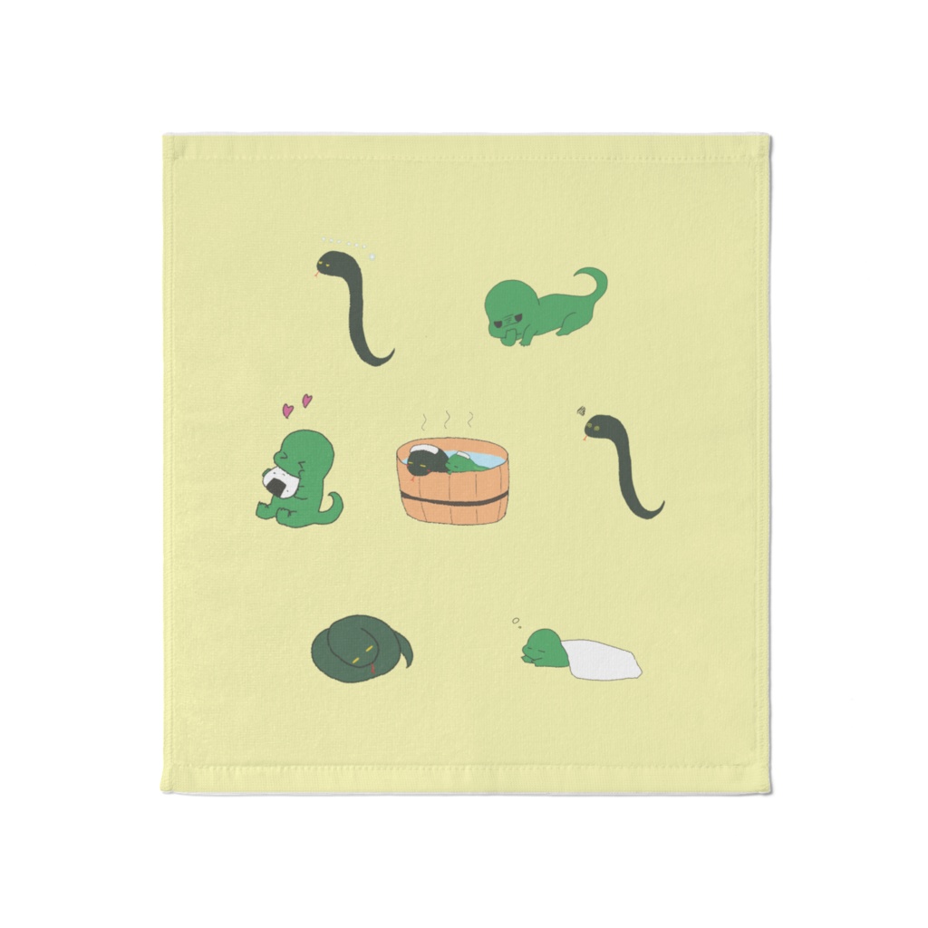 ヘビとかげまるのタオル