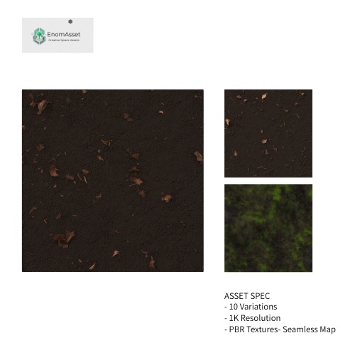 EnomAsset Forest Soil 森の土壌 10種 mix01 アクセント VRChat Cluster Unity ワールド制作 背景素材 テクスチャ 自然環境 3D素材