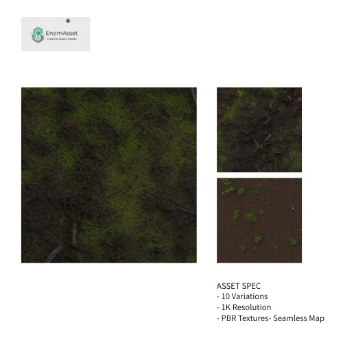 EnomAsset Forest Soil 森の土壌 10種 mix01 アクセント VRChat Cluster Unity ワールド制作 背景素材 テクスチャ 自然環境 3D素材