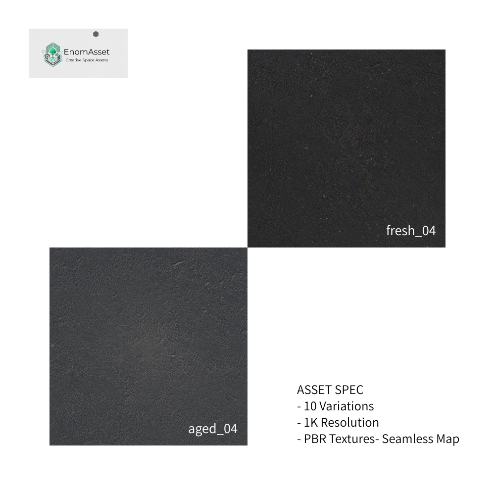 EnomAsset Asphalt 街の道路 -漆黒- 10種 01 シームレス VRChat Cluster Unity ワールド制作 背景素材 テクスチャ 舗装 3D素材