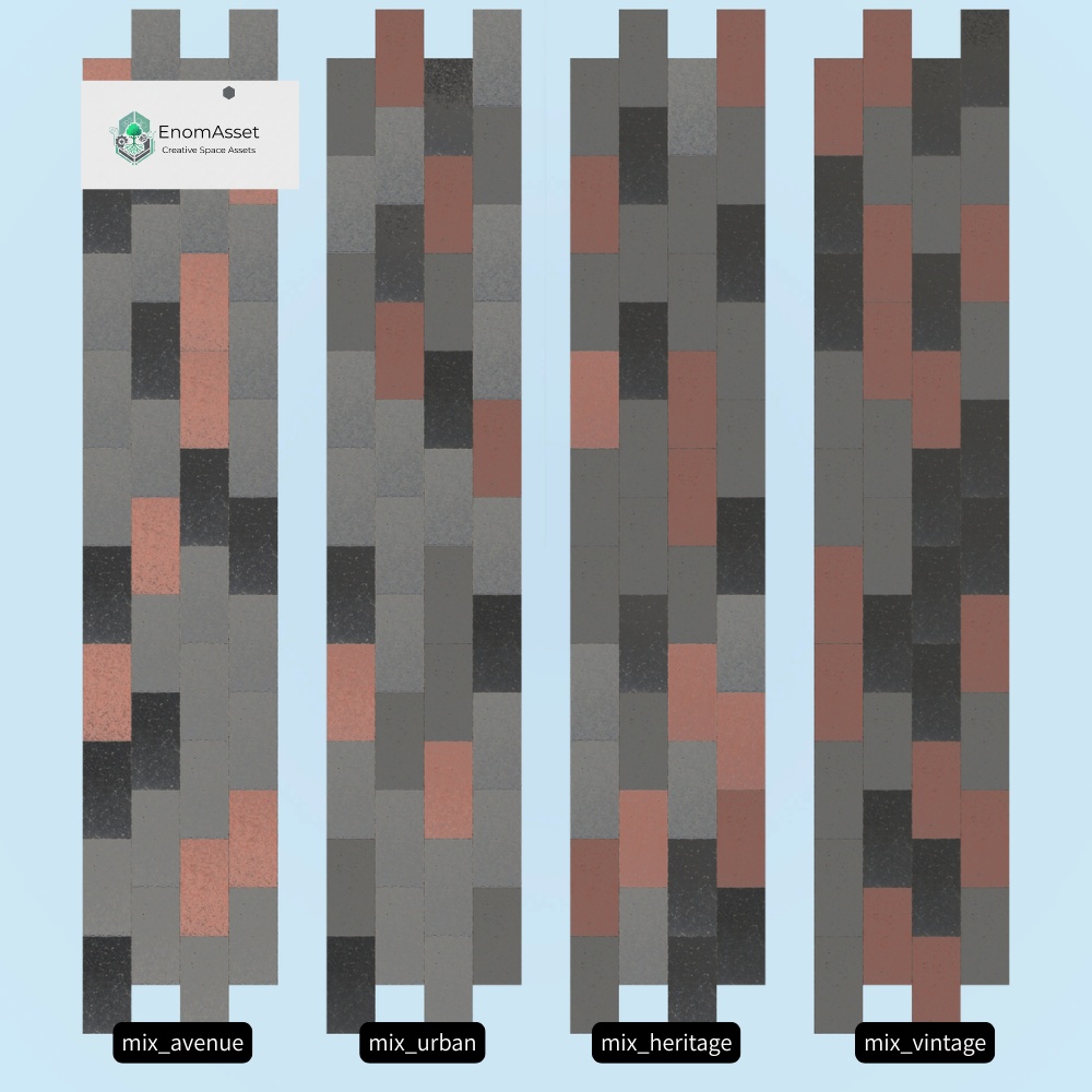 Mikage -御影石-4 Templates + 6 Units (Fresh & Aged) set01 シームレス VRChat Cluster Unity ワールド制作 背景素材 テクスチャ 舗装 3D素材