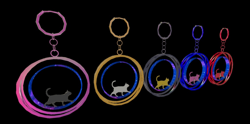 【VRChat】夜空猫アクセサリーコレクション - ネックレス・イヤリング・ワールド用置時計