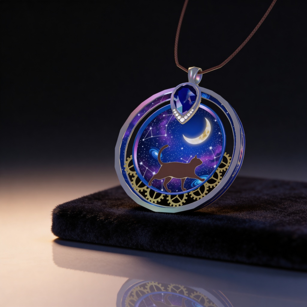 【VRChat】夜空猫アクセサリーコレクション - ネックレス・イヤリング・ワールド用置時計