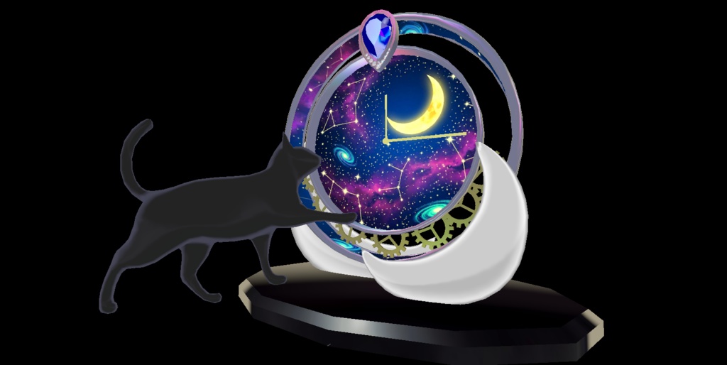 【VRChat】夜空猫アクセサリーコレクション - ネックレス・イヤリング・ワールド用置時計