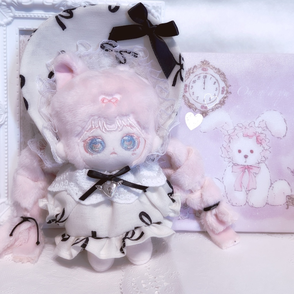 ホワイトリボンワンピース　ぬい服　無属性　10cm