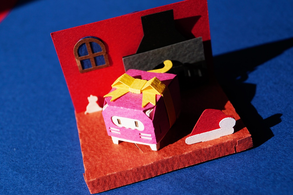 はこねこ　りぼん　ピンクきいろ　[クリスマス]