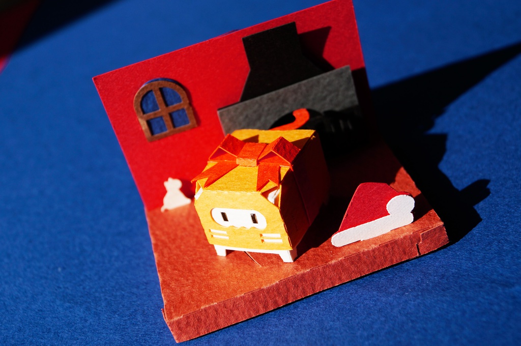 はこねこ　りぼん　きいろオレンジ　[クリスマス]