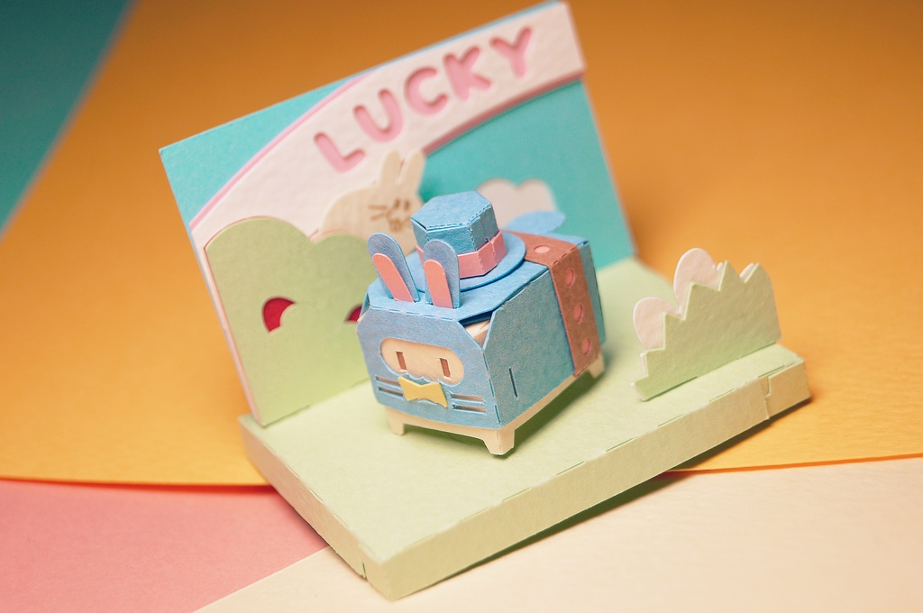 はこねこ うさぎ ぼうし みずいろ