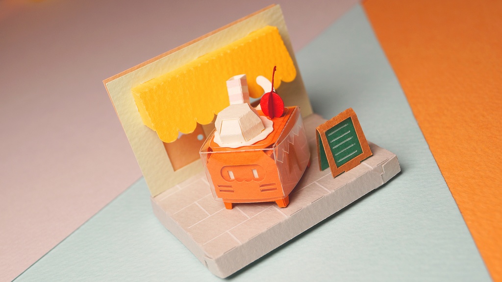 はこねこ　クリームソーダ　オレンジ