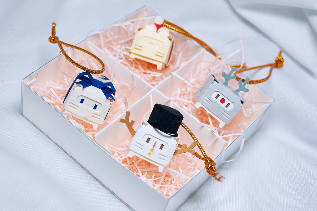 【セットB】はこねこオーナメント4種セット 【ホワイトクリスマス】