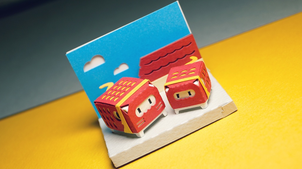 はこねこ こいのぼりのおやこ あか