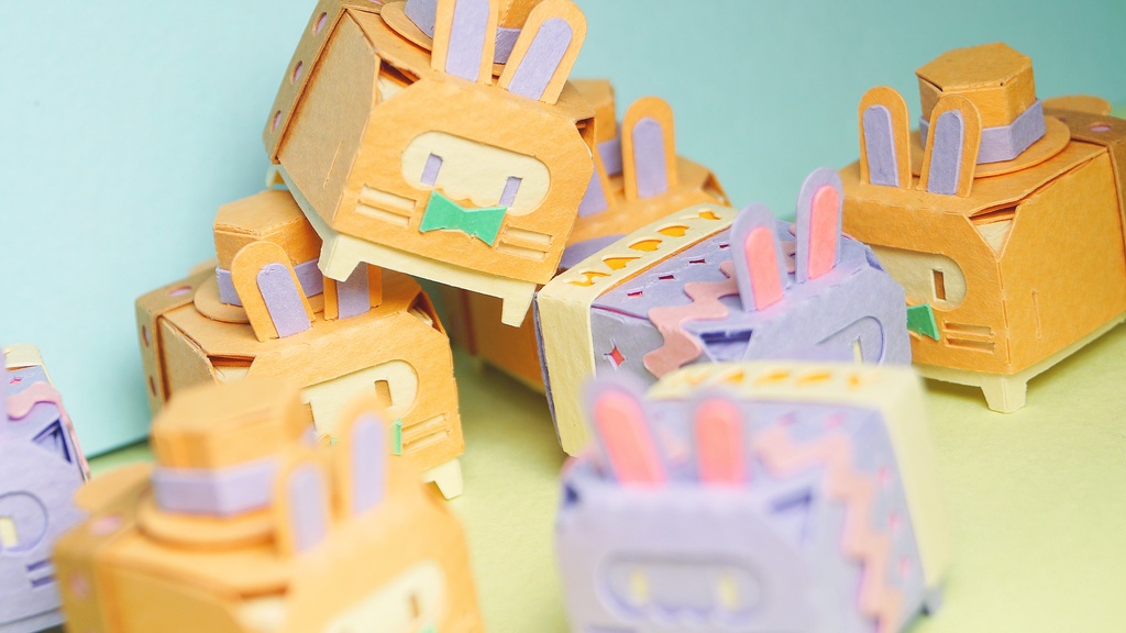 はこねこ うさぎ たまご むらさき