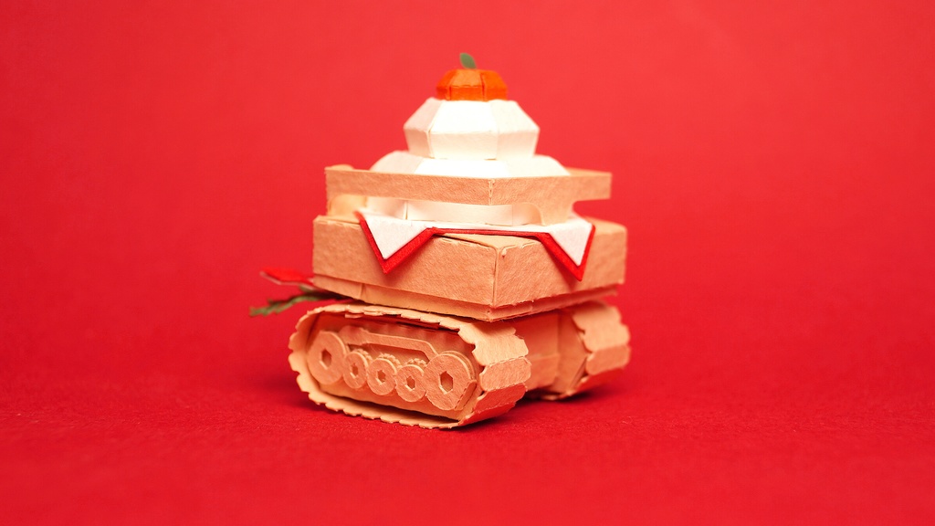 【鏡餅戦車型ペーパークラフト】ンモチ NO.1