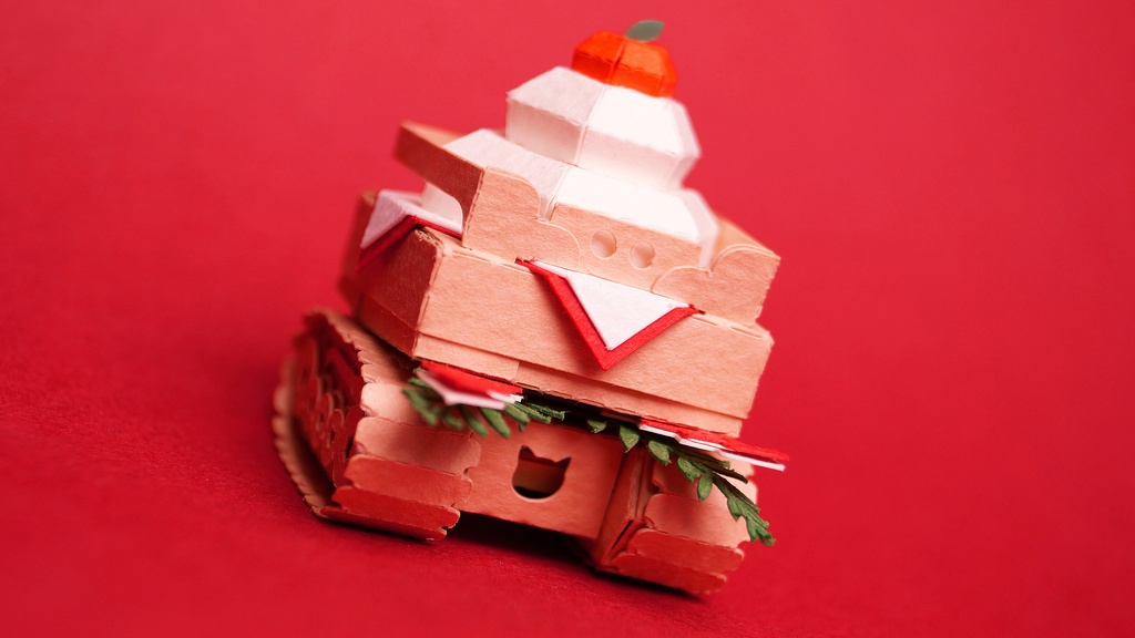 【鏡餅戦車型ペーパークラフト】ンモチ NO.1