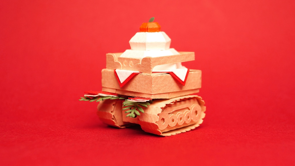 【鏡餅戦車型ペーパークラフト】ンモチ NO.1