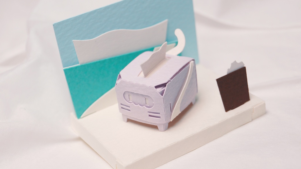 はこねこ　ティッシュ　パープル