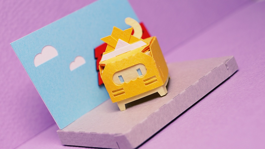 はこねこ　おりがみかぶと　きいろ