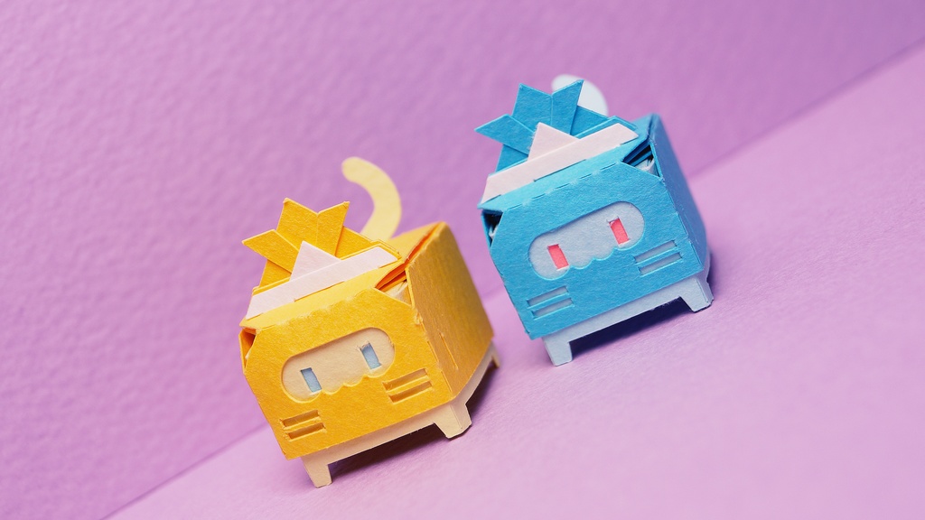 はこねこ おりがみかぶと きいろ