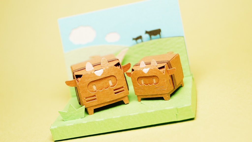 はこねこ うしのおやこ ちゃいろ