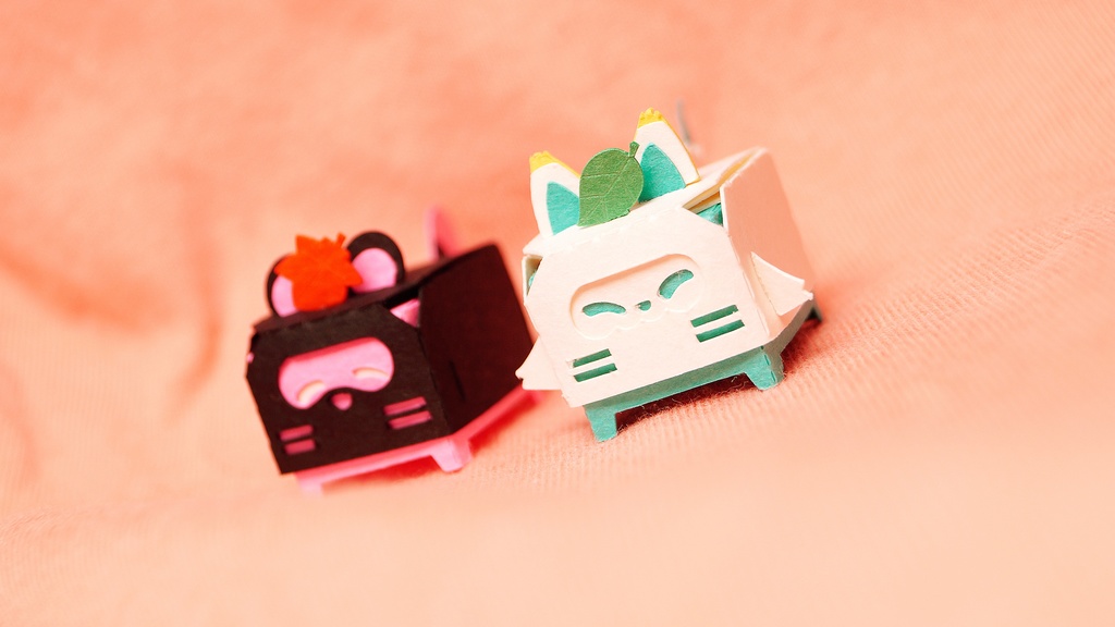 はこねこ たぬき くろピンク