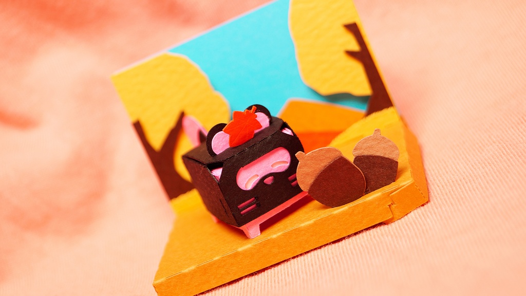 はこねこ たぬき くろピンク