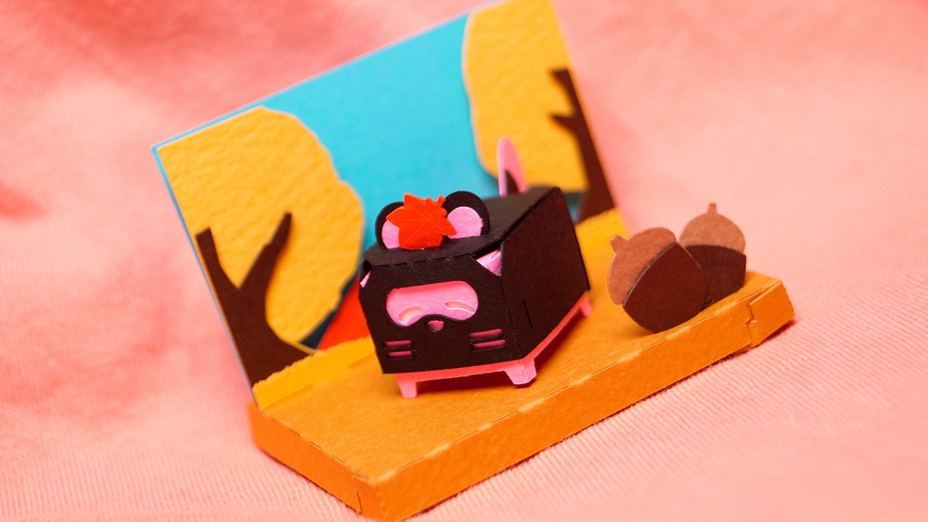 はこねこ　たぬき　くろピンク